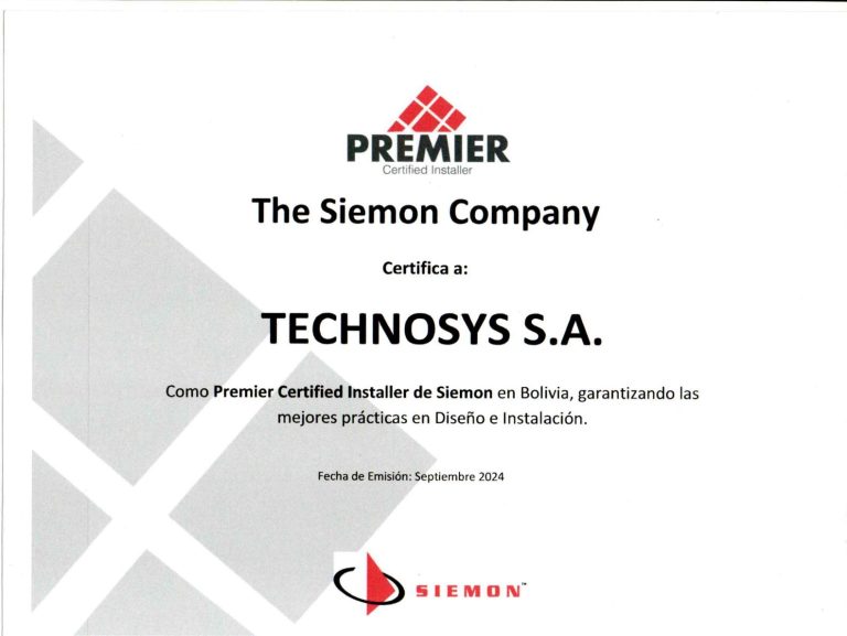 Technosys, reconocido como Premier Certified Installer de Siemon en Bolivia
